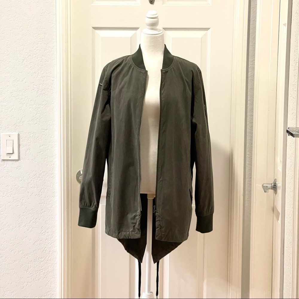 Zanerobe Mens Bomber Jacket with Back Tie in Army Green Size M - Picture 4 of 16